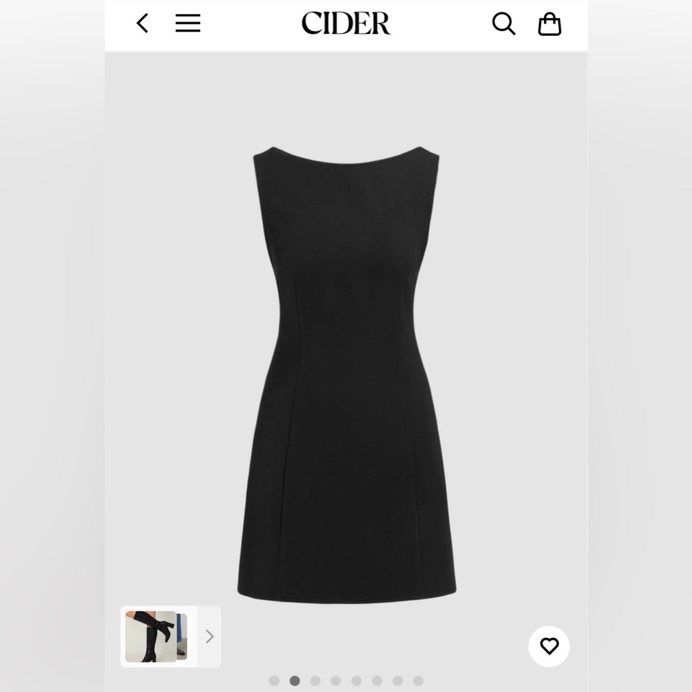 CIDER Black Boat Neck Solid Mini Dress NWT